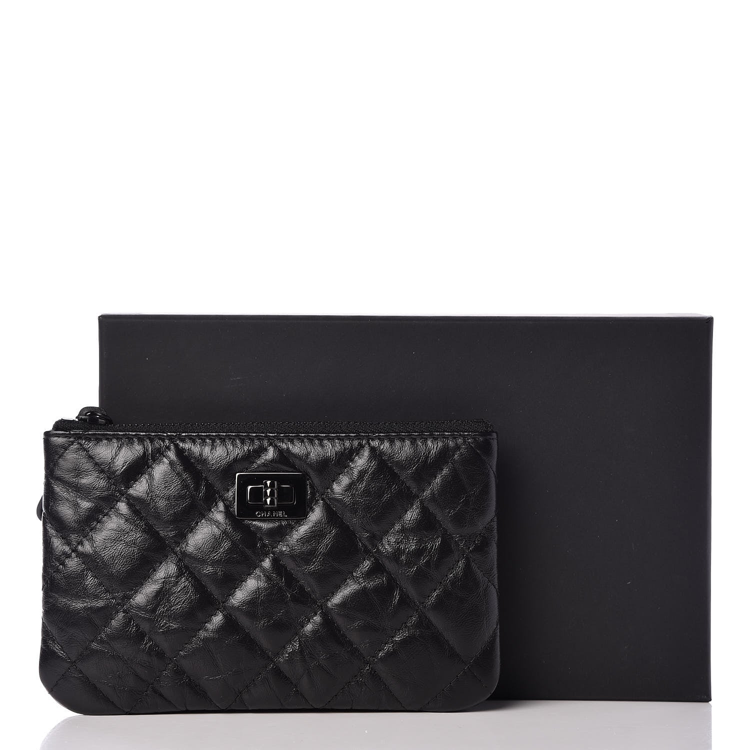 Chanel Aged Calfskin Quilted Reissue Cosmetic Case Black 8 of 8