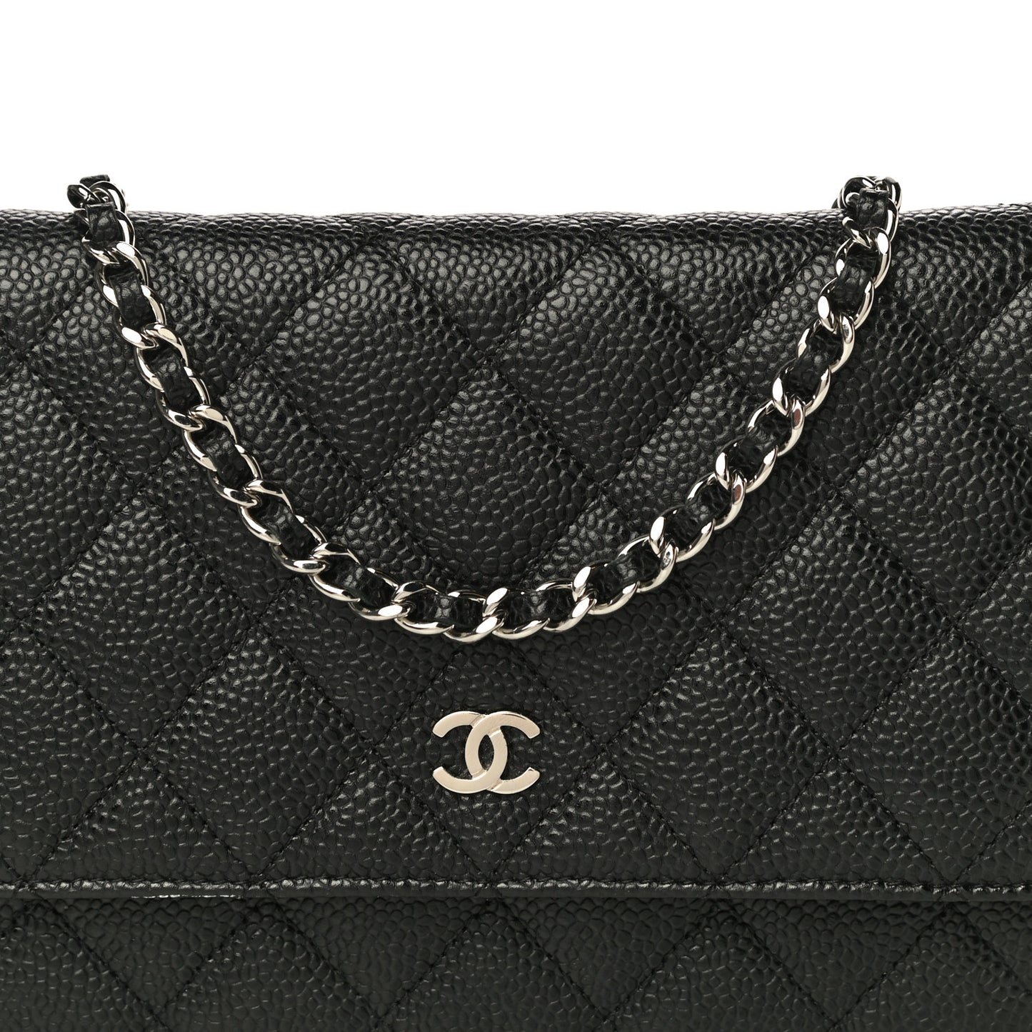 Caviar Quilted Wallet On Chain WOC Black