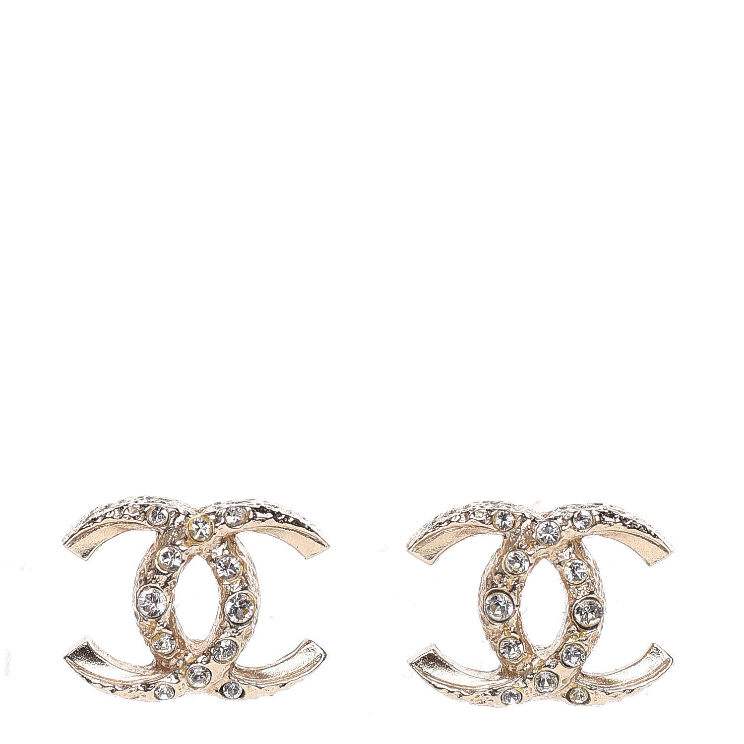 Chanel Crystal Textured CC Earrings Gold 1 of 5