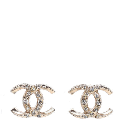 Chanel Crystal Textured CC Earrings Gold 1 of 5