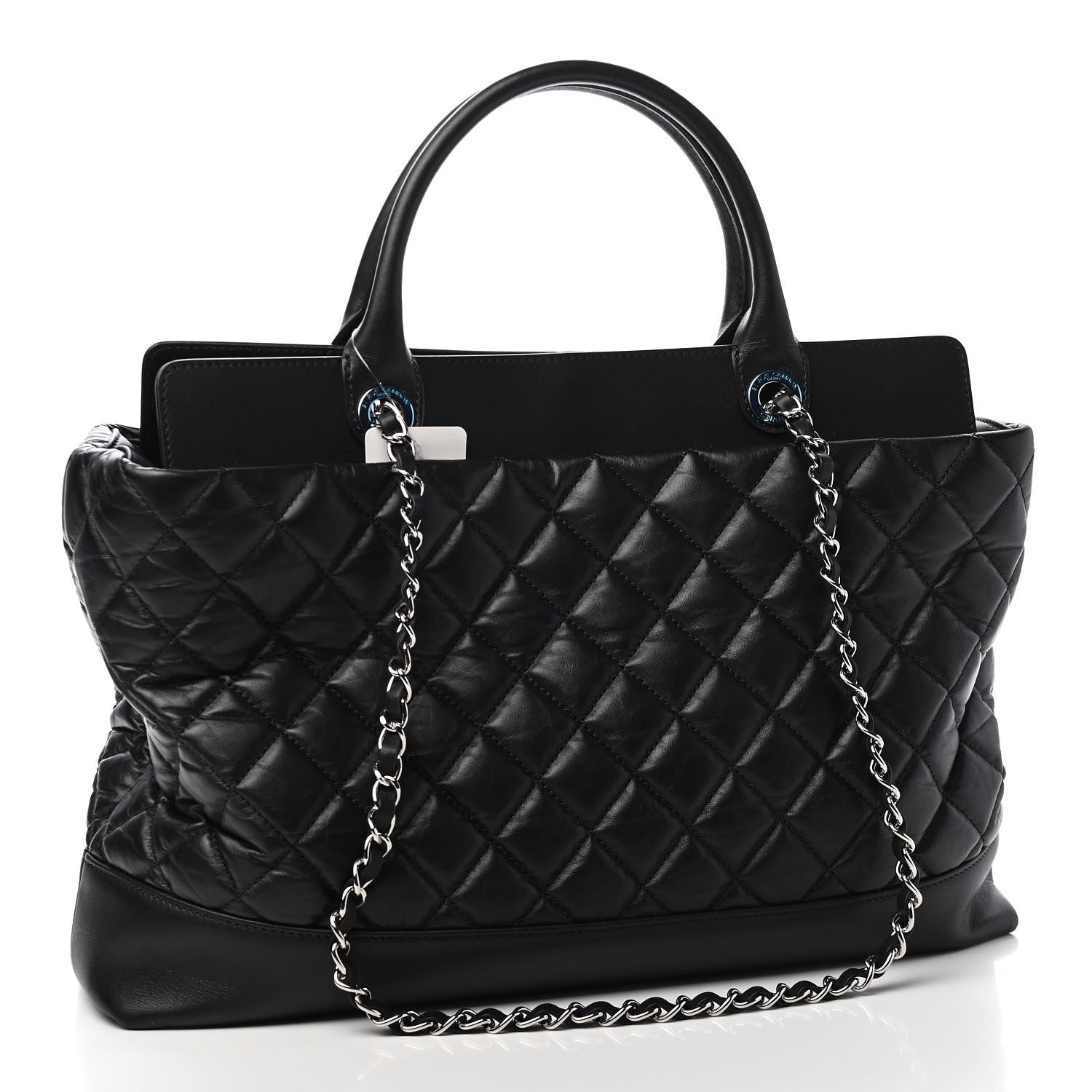 Chanel Aged Calfskin Quilted Be CC Tote Black 3 of 9