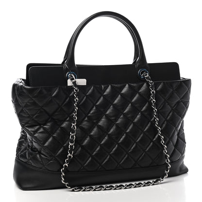 Chanel Aged Calfskin Quilted Be CC Tote Black 3 of 9