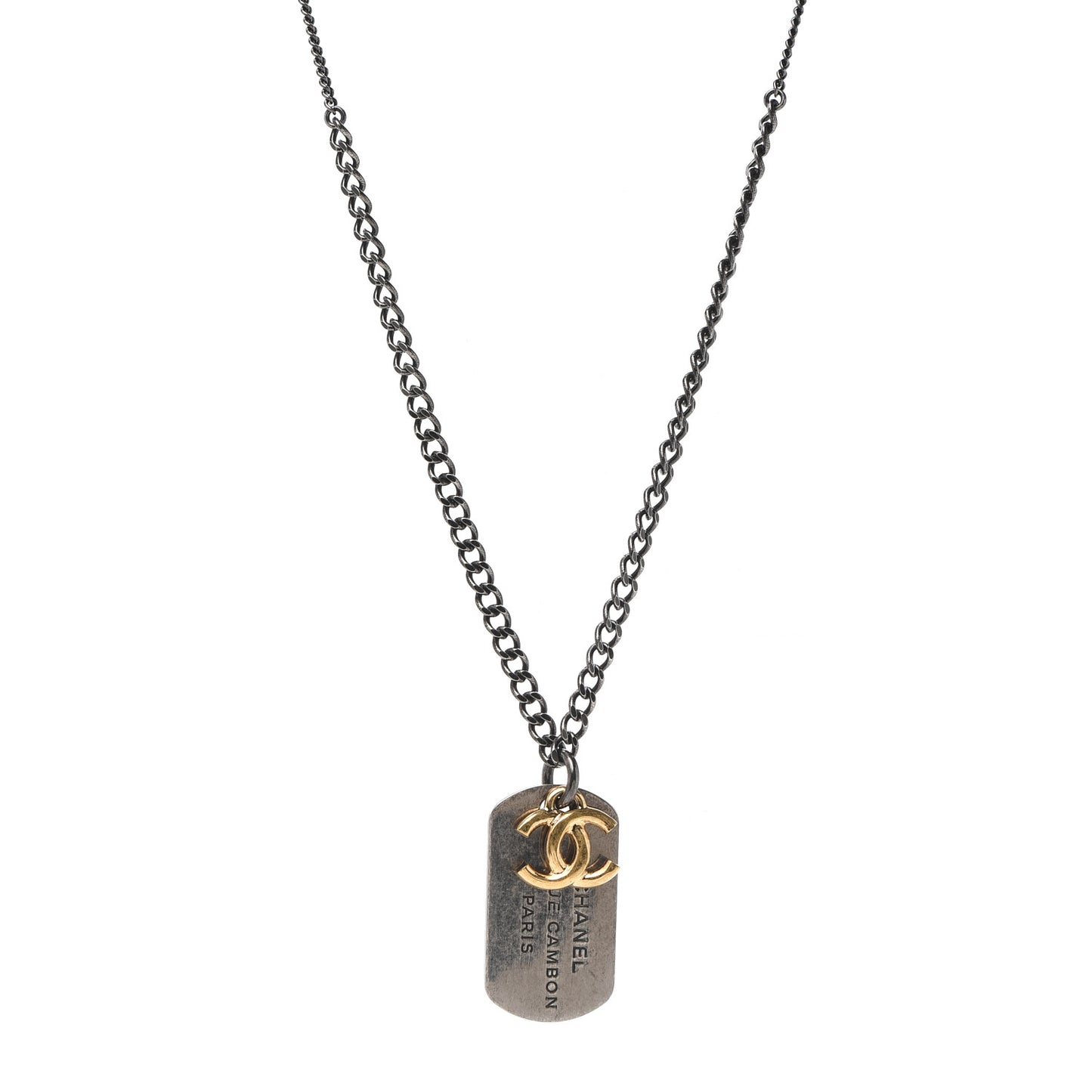 Ruthenium ID Dog Tag Charm Necklace Silver Gold