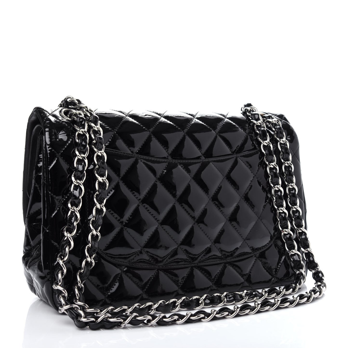 Patent Quilted Jumbo Double Flap Black