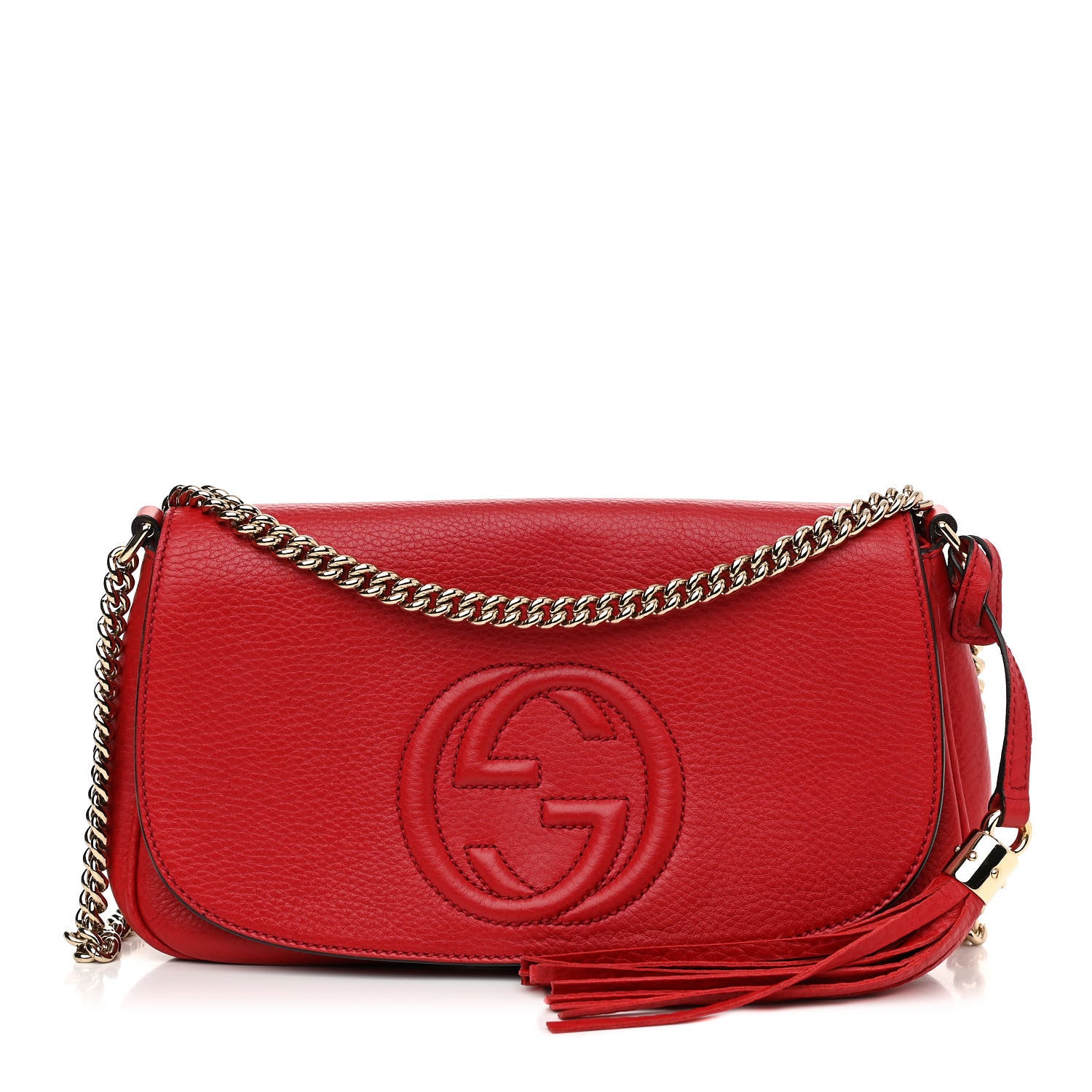 Gucci Pebbled Calfskin Medium Soho Flap Crossbody Red 1 of 9