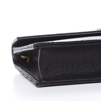 Saint Laurent Grain De Poudre Matelasse Chevron Monogram Envelope Chain Wallet Black 8 of 14