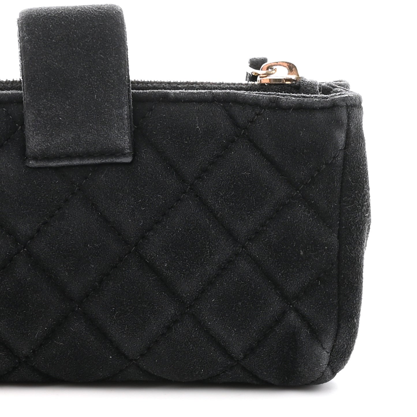 Suede Quilted Mini Phone Holder Clutch Black