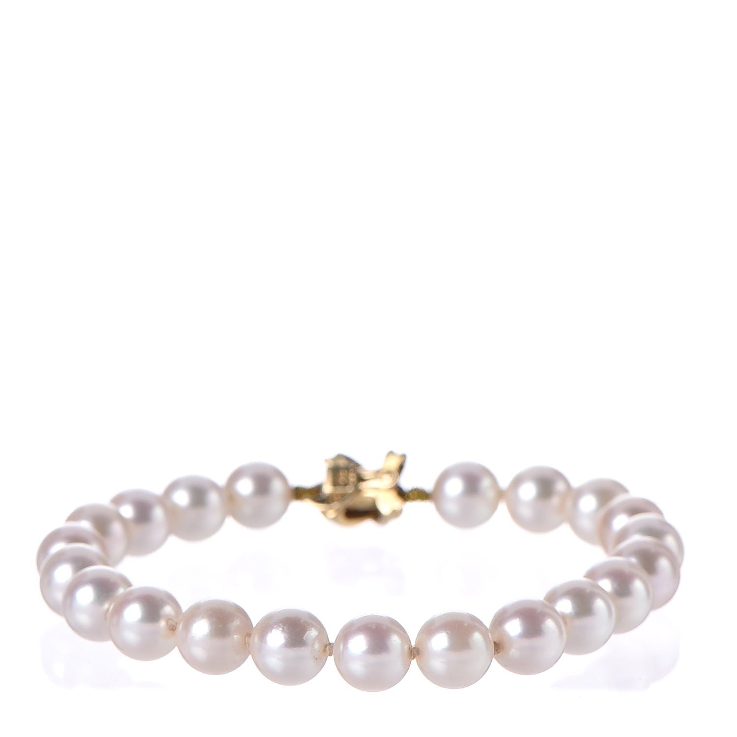 Tiffany 18K Yellow Gold 7mm Akoya Signature Pearls Bracelet 3 of 5
