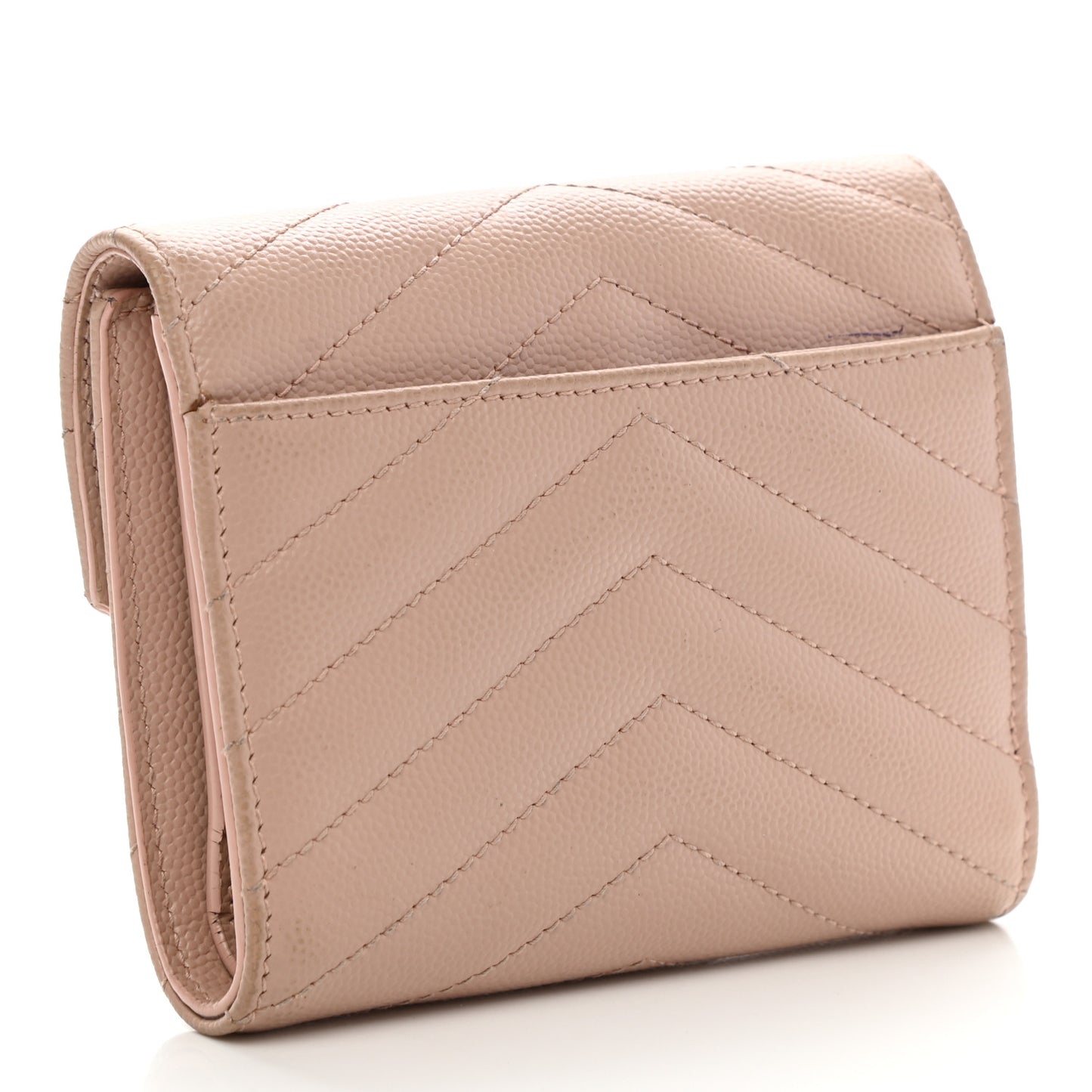 Grain De Poudre Matelasse Chevron Small Monogram Envelope Wallet Blush
