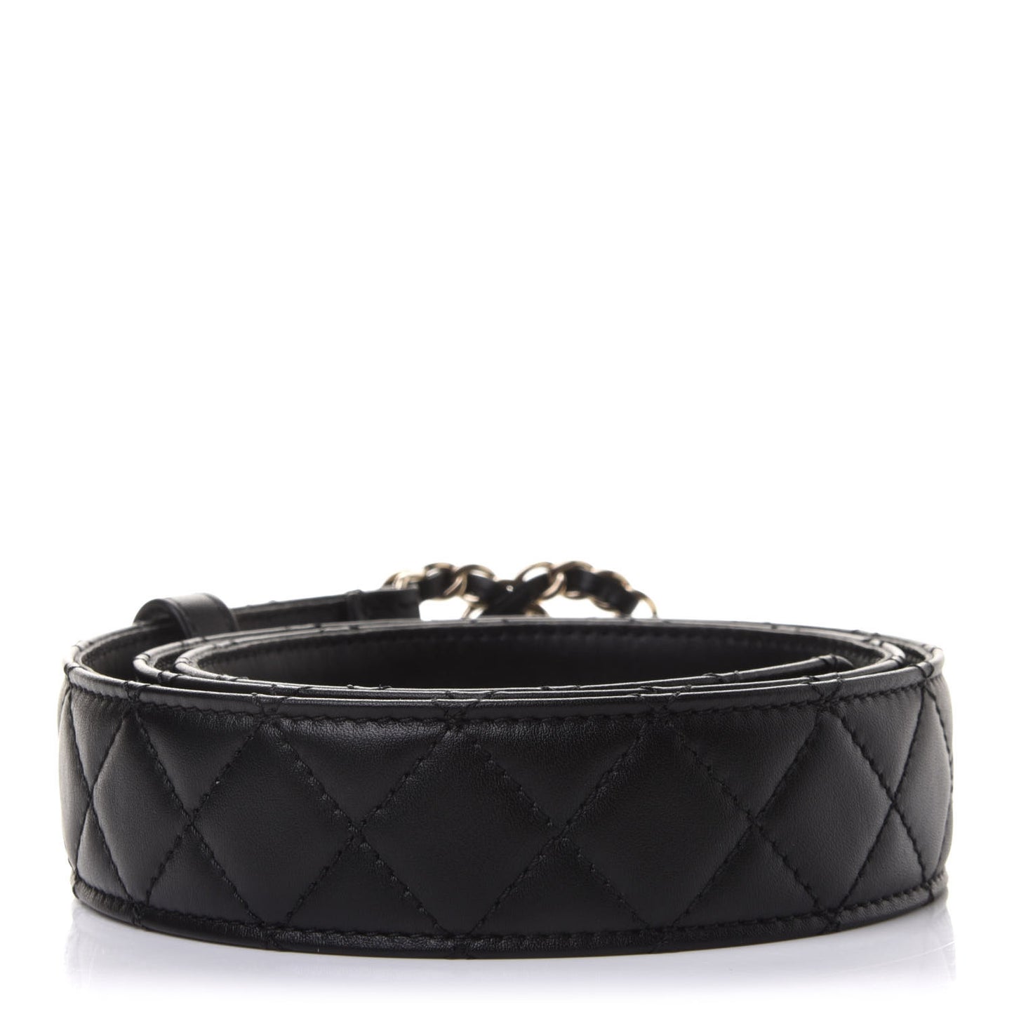 Calfskin Quilted CC Chain Belt 85 Black