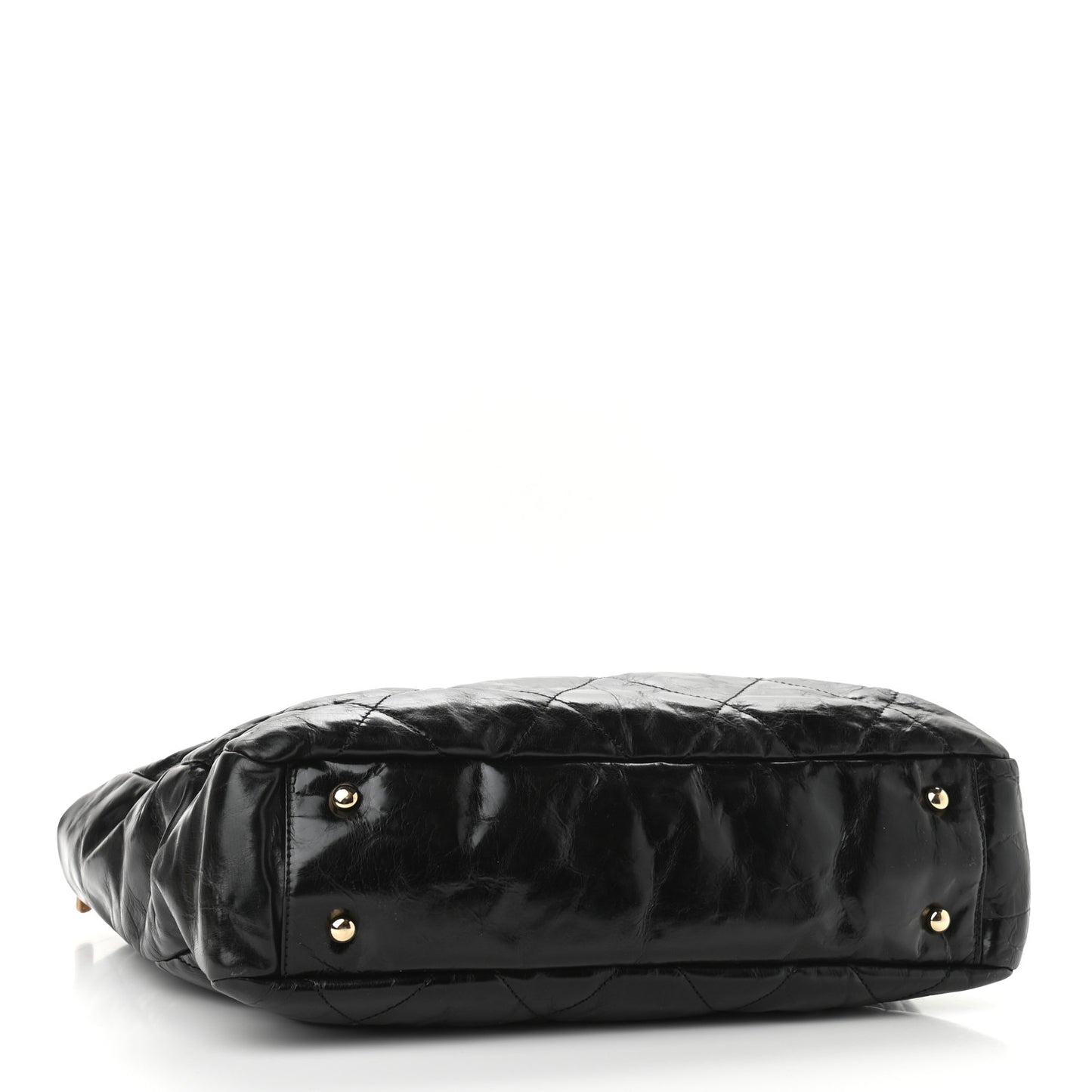 Glazed Calfskin Lambskin Portobello Tote Black Beige