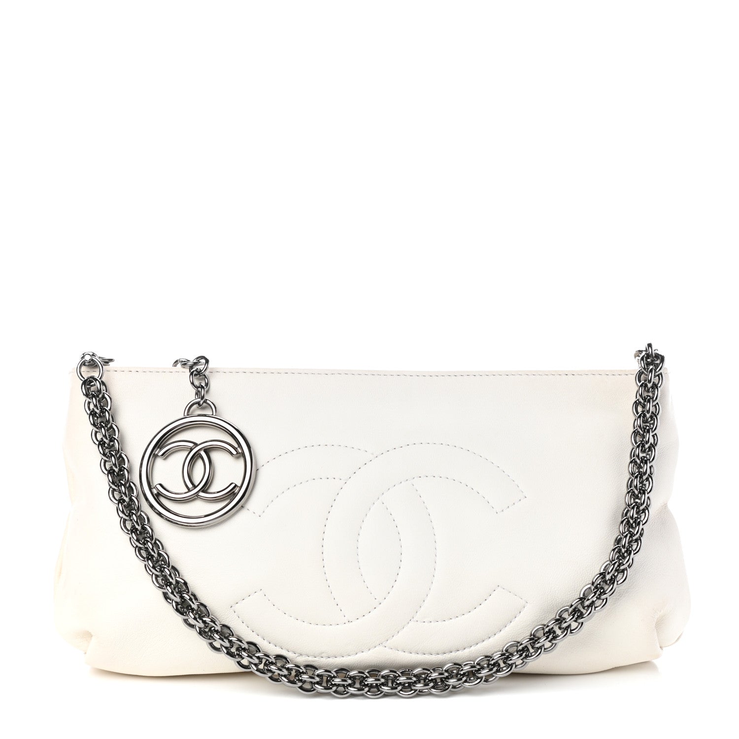 Chanel Lambskin Soft and Chain Pochette White 1 of 10