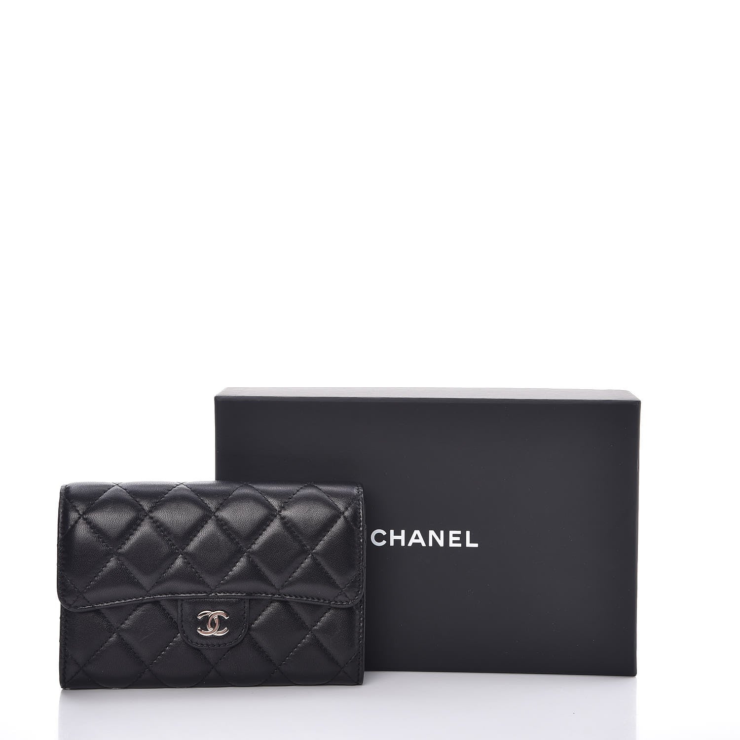 Chanel Lambskin Quilted Small Flap Wallet Black 9 of 9