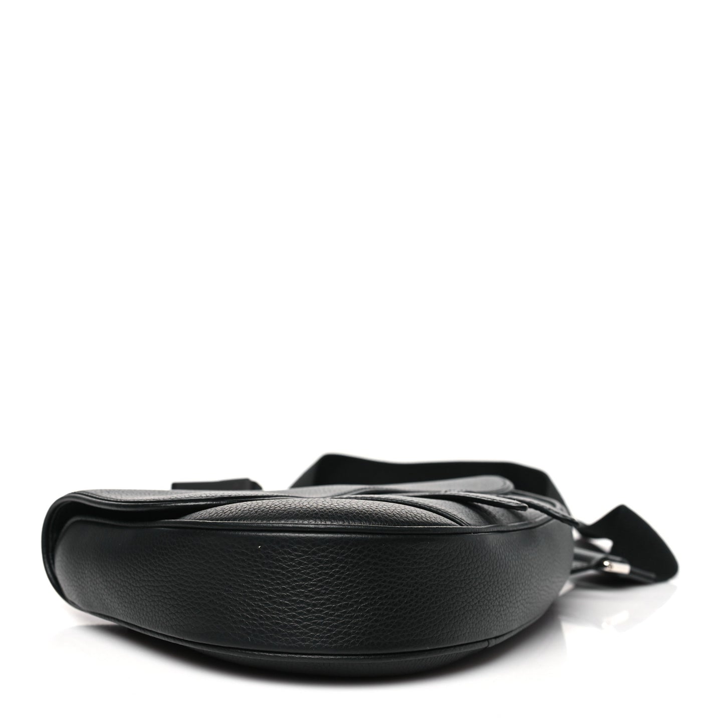 Grained Calfskin Mens Saddle Bag Black