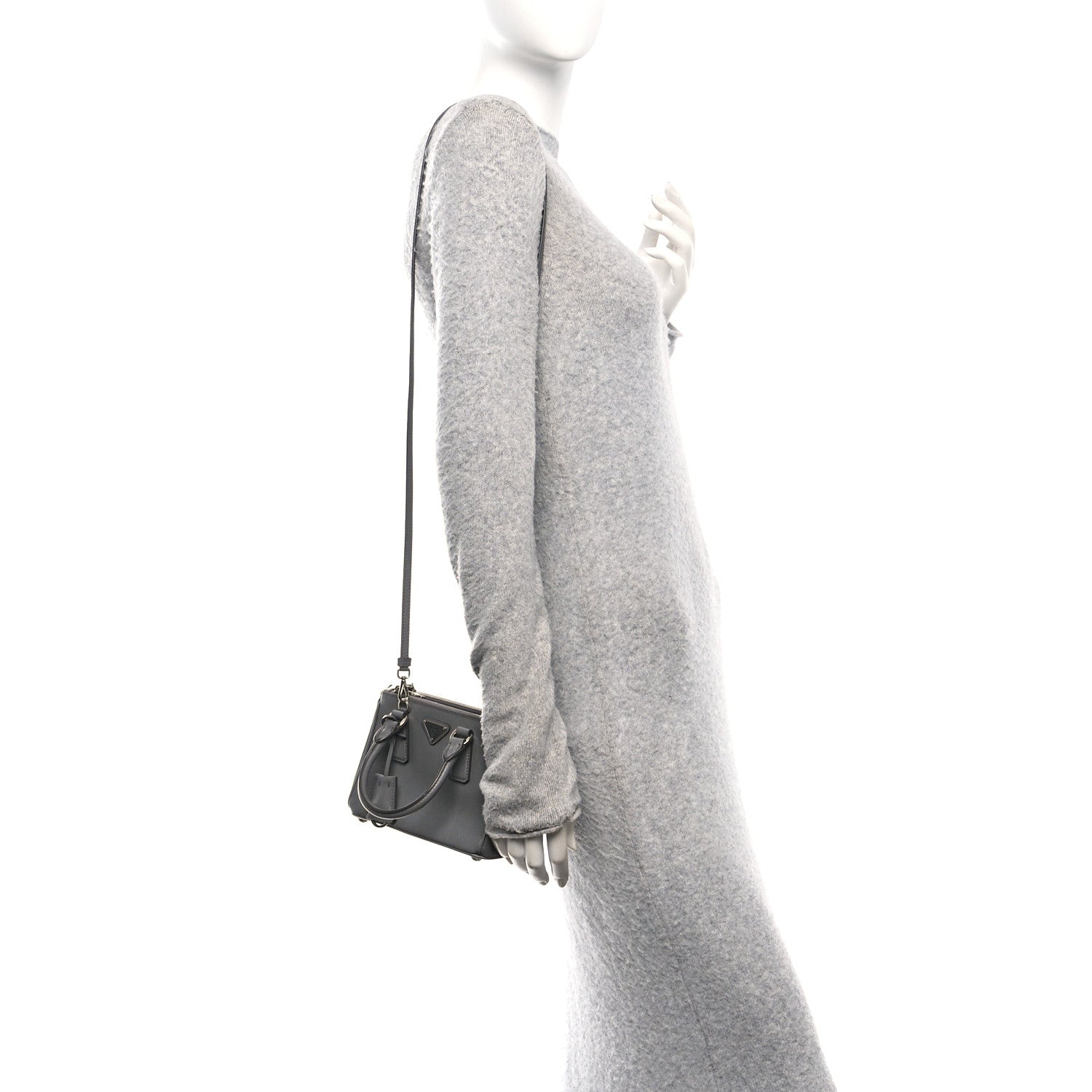 Prada Saffiano Micro Galleria Double Zip Tote Marmo 2 of 10