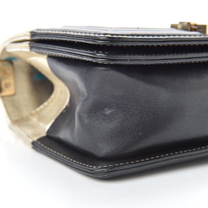 Chanel Metallic Goatskin Calfskin Small Boy Flap Gold Black 9 of 12