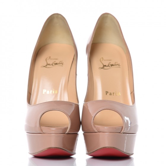 Christian Louboutin Patent Lady Peep 150 Pumps 36 Nude 2 of 9
