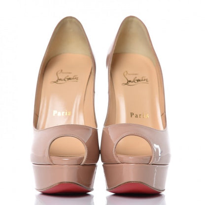 Christian Louboutin Patent Lady Peep 150 Pumps 36 Nude 2 of 9