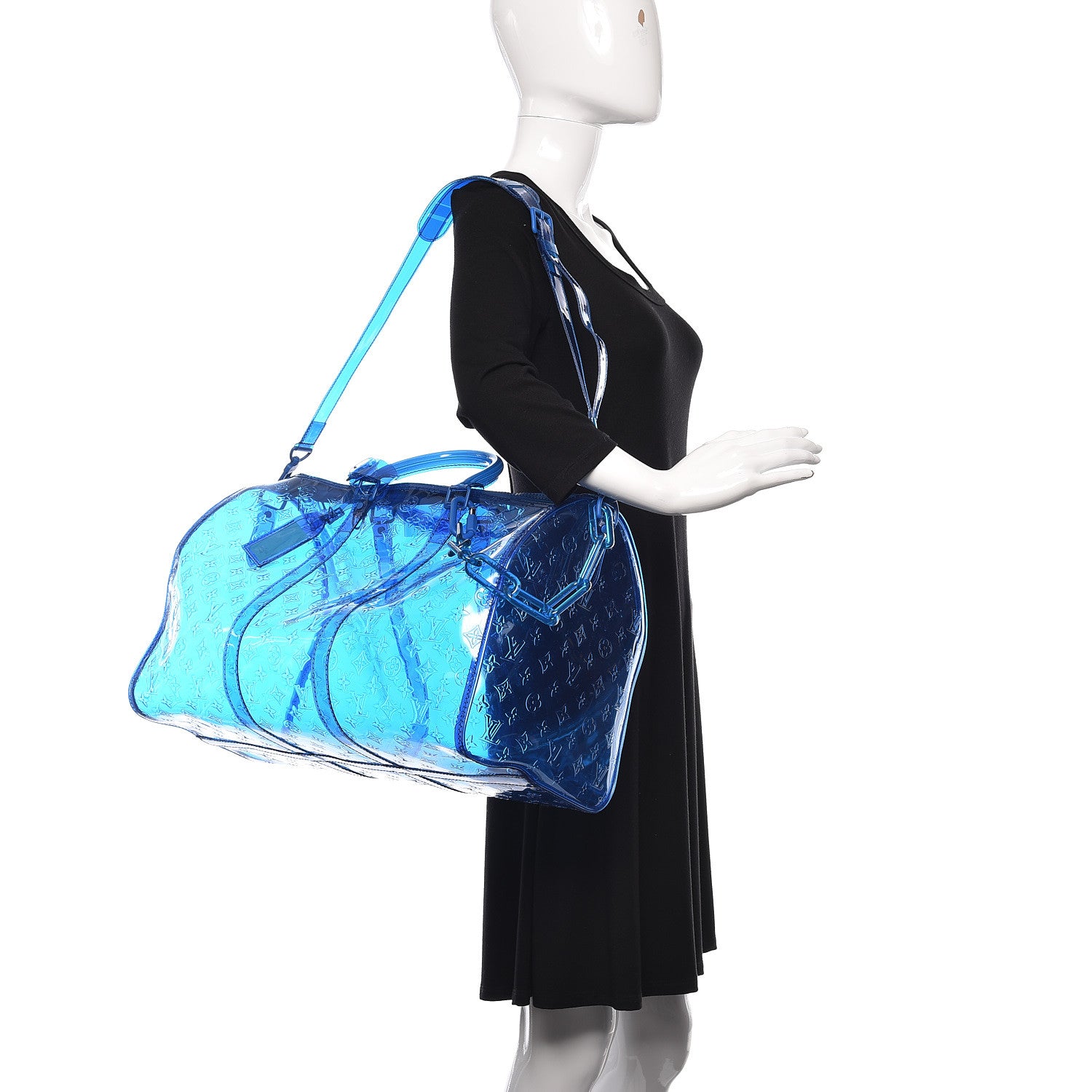 Louis Vuitton PVC Monogram Keepall Bandouliere 50 Blue 3 of 9