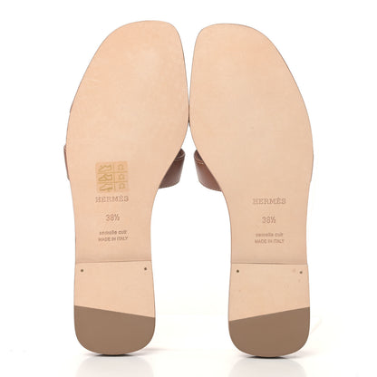 Hermes Box Calfskin Oran Sandals 38.5 Gold 4 of 13