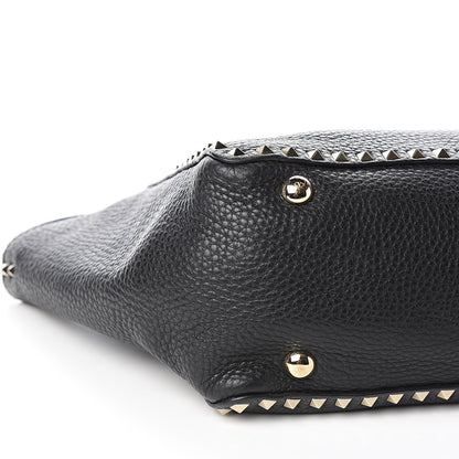 Valentino Garavani Alce Printed Calfskin Medium Rockstud Tote Black 6 of 8