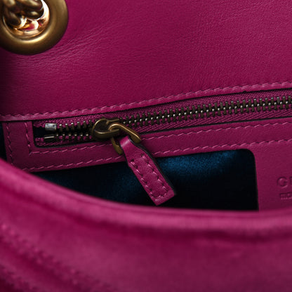 Gucci Velvet Matelasse Small GG Marmont Shoulder Bag Light Raspberry Rose 12 of 17
