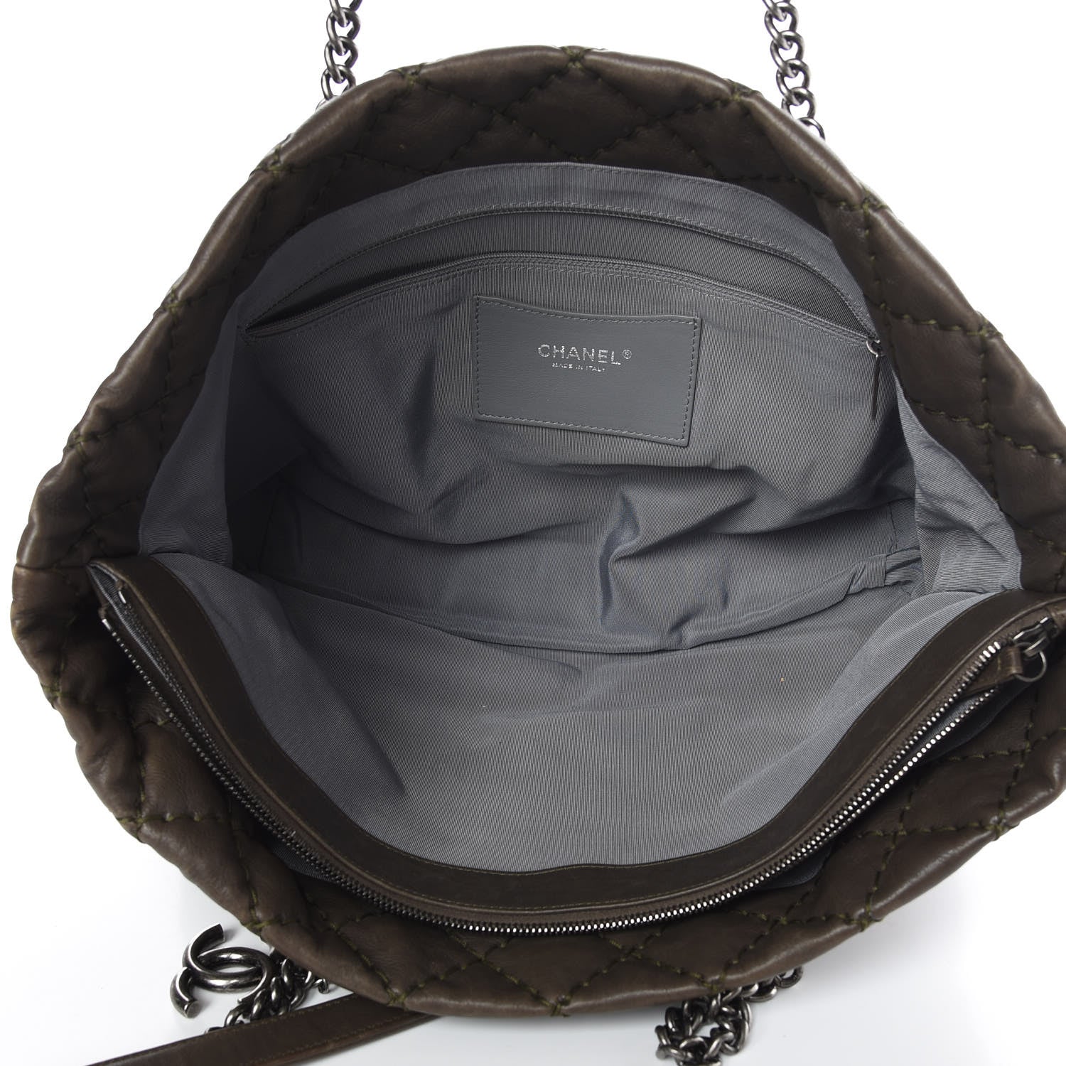 Chanel Calfskin Ultimate Stitch Shopping Tote Khaki 4 of 10