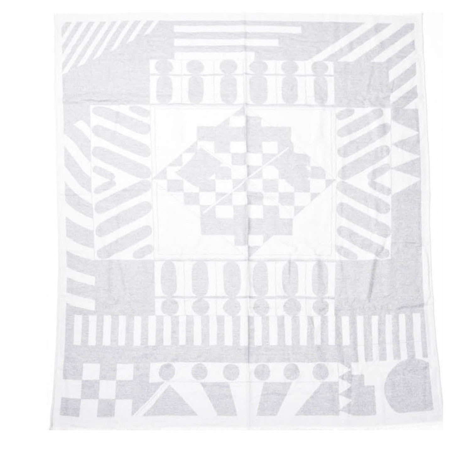 Hermes Wool Promenade Au Faubourg Blanket Blanc Gris 1 of 3