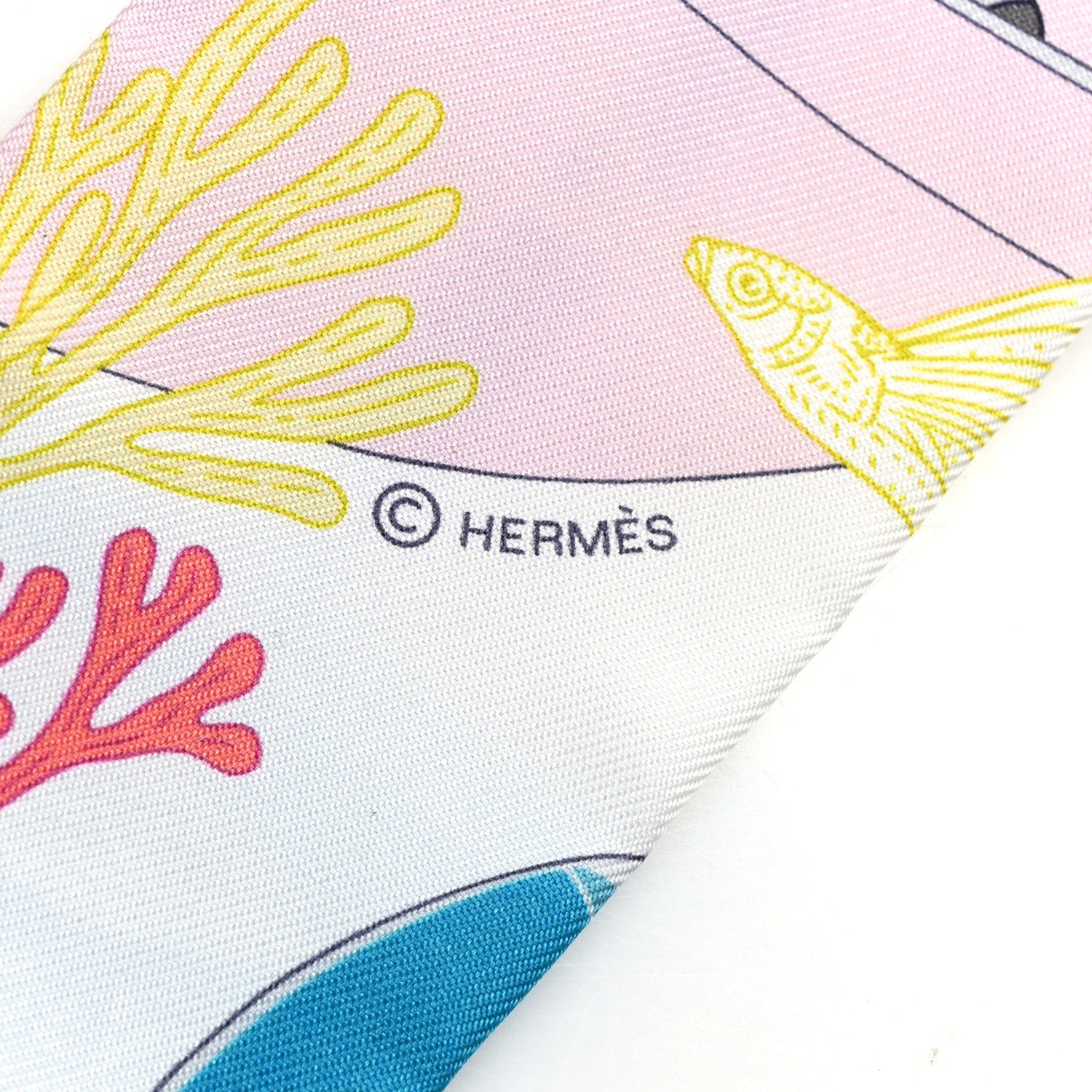 Hermes Silk Precious Paradise Twilly Rose Pale White Bleu 3 of 4