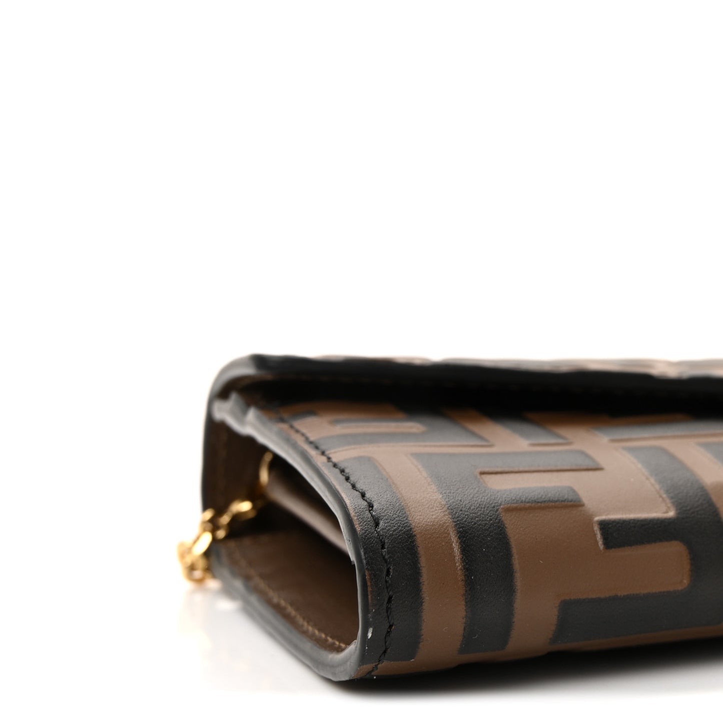 Vitello Soft F is Fendi Bi-Color FF 1974 Embossed Continental Envelope Wallet On Chain Maya Black