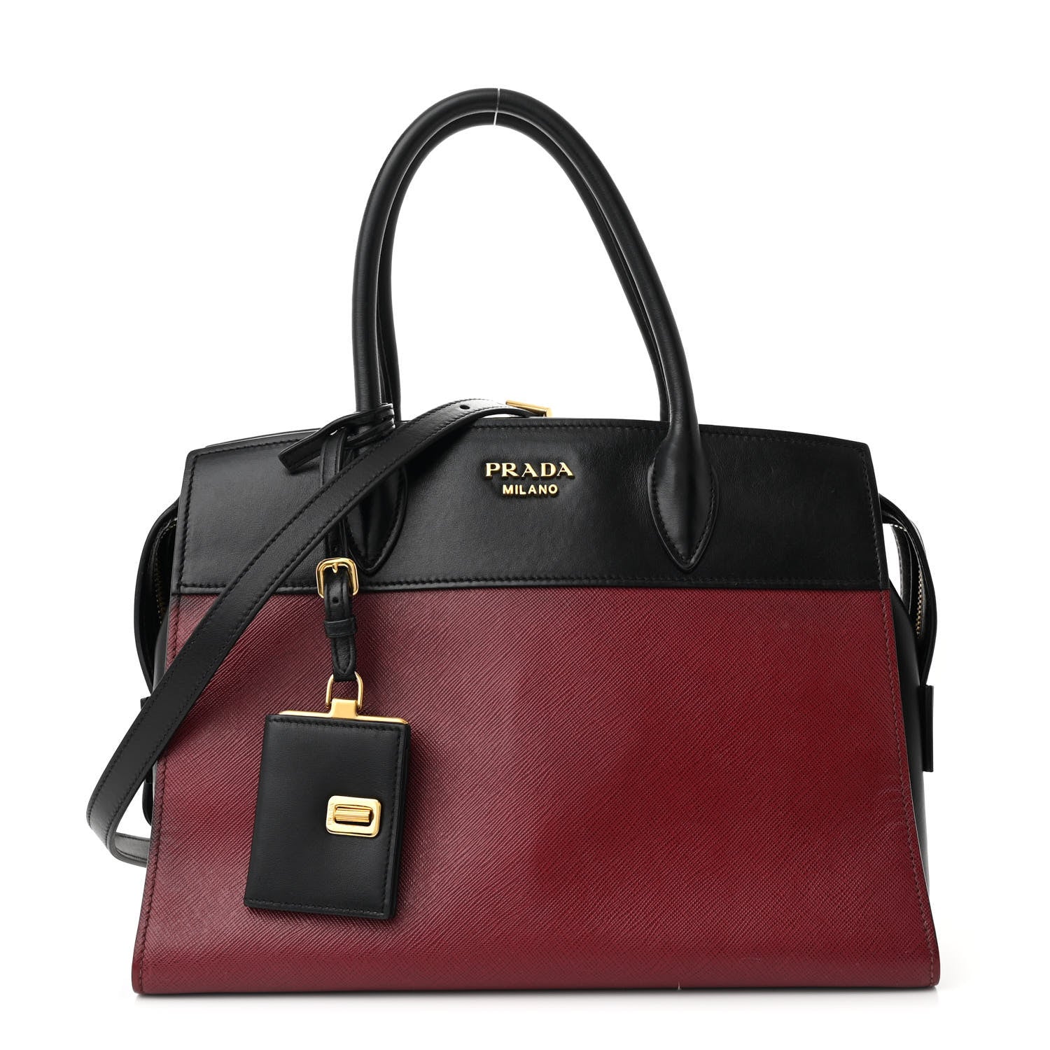 Prada Saffiano City Calfskin Small Esplanade Tote Fuoco Black 1 of 10