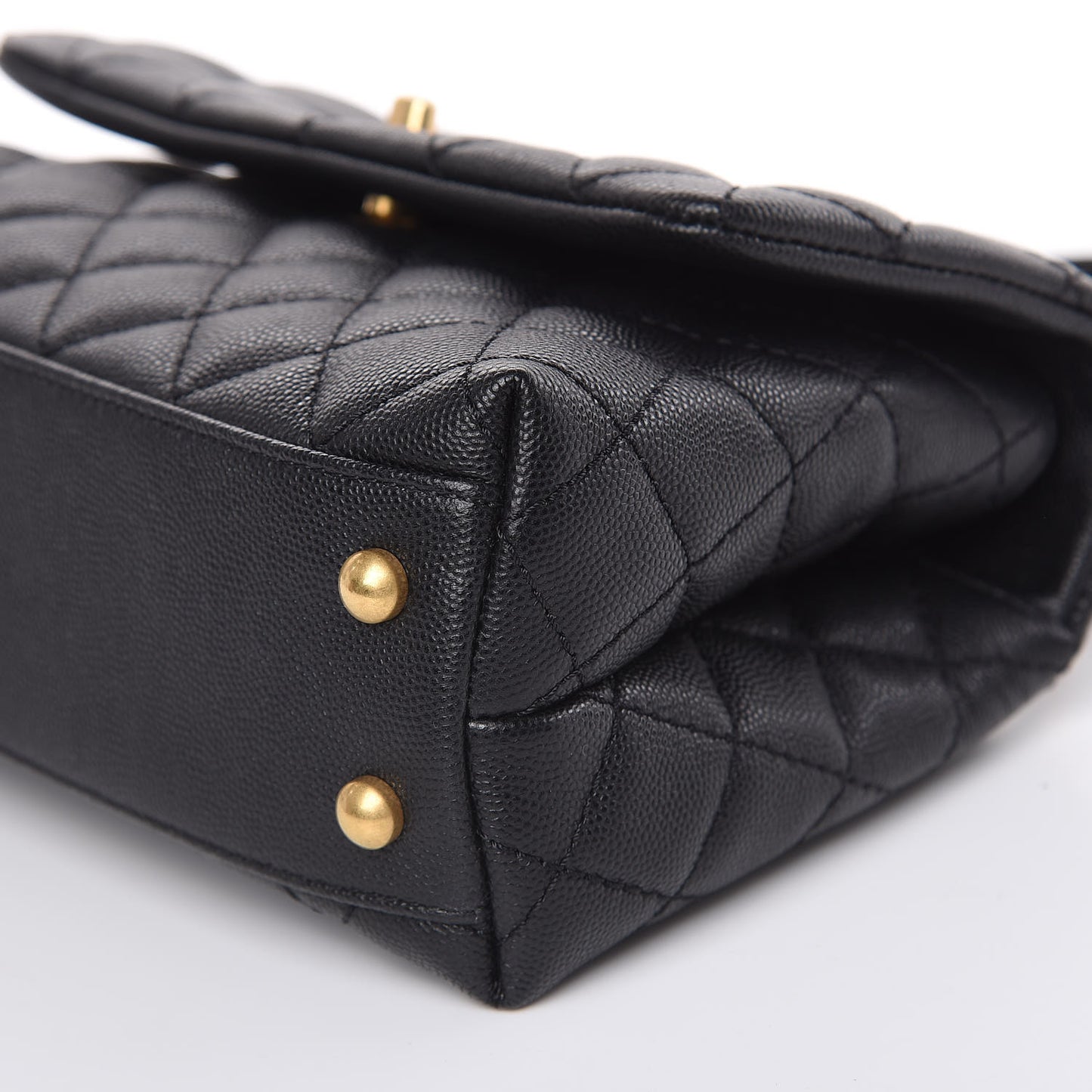 Caviar Quilted Mini Coco Handle Flap Black