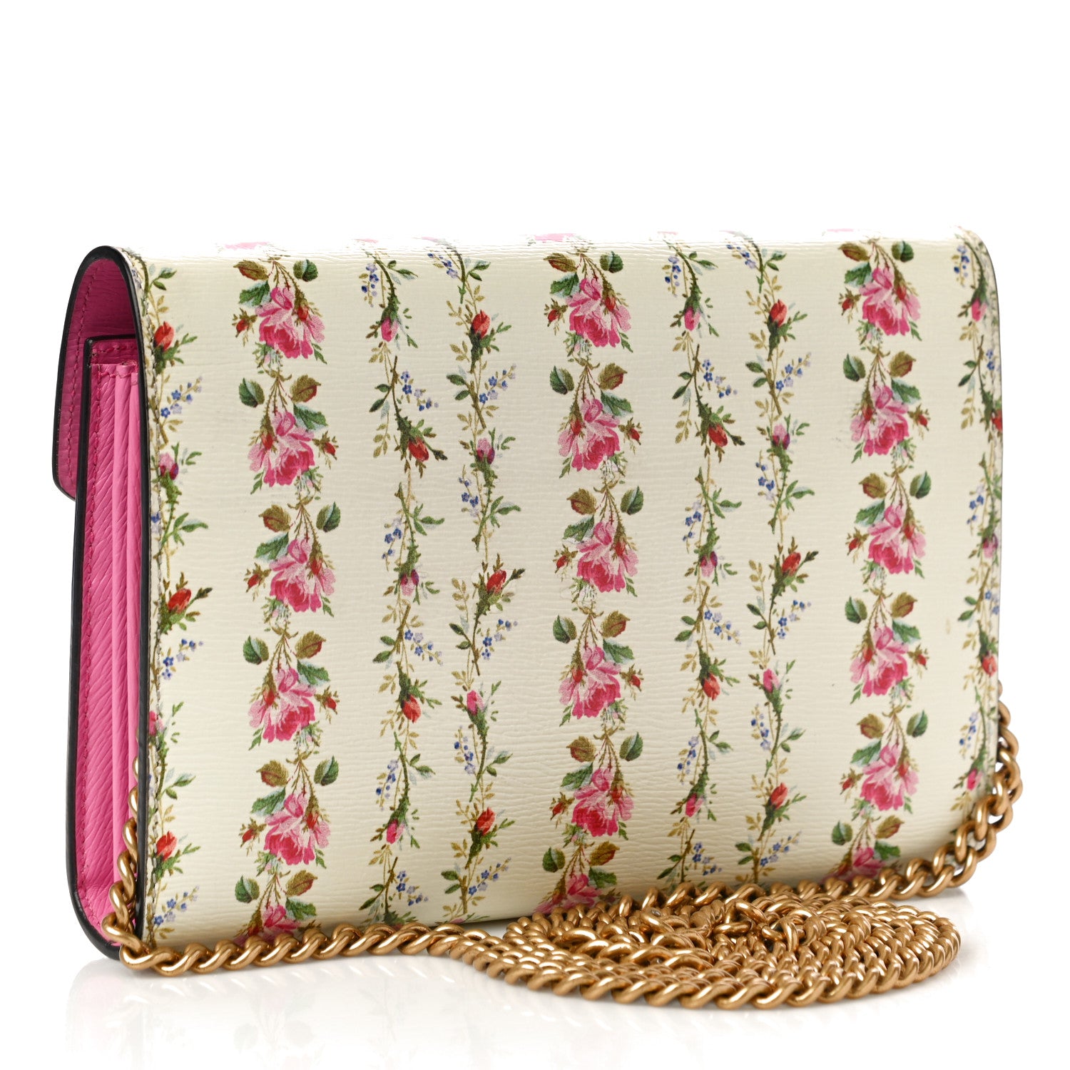 Gucci Calfskin Floral Print Mini Dionysus Chain Wallet Ivory Pink 3 of 9