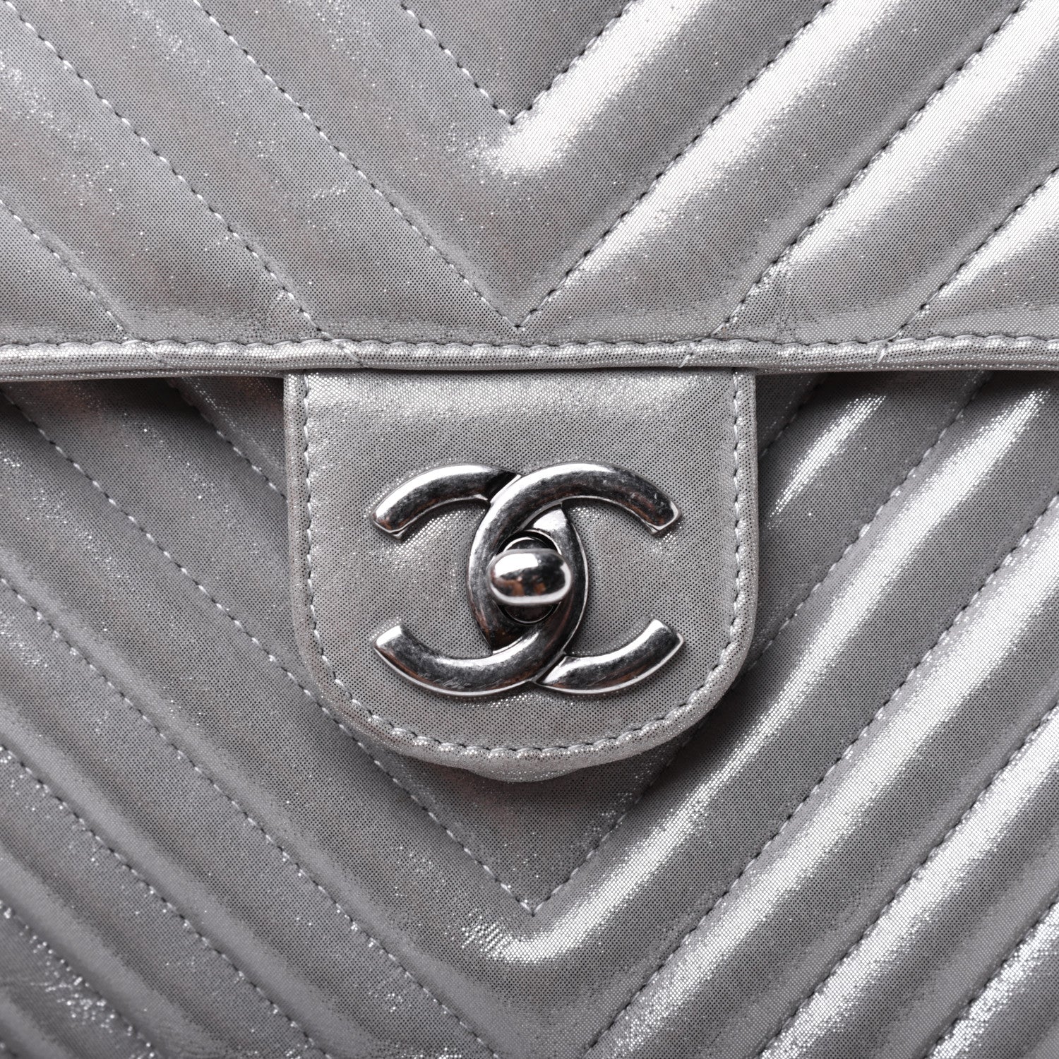 Chanel Metallic Calfskin Chevron Quilted Small Urban Spirit Backpack Silver 19 of 31