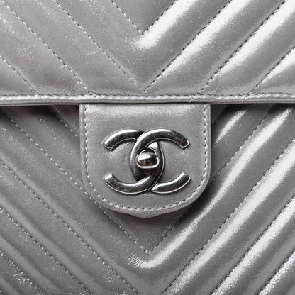 Chanel Metallic Calfskin Chevron Quilted Small Urban Spirit Backpack Silver 19 of 31