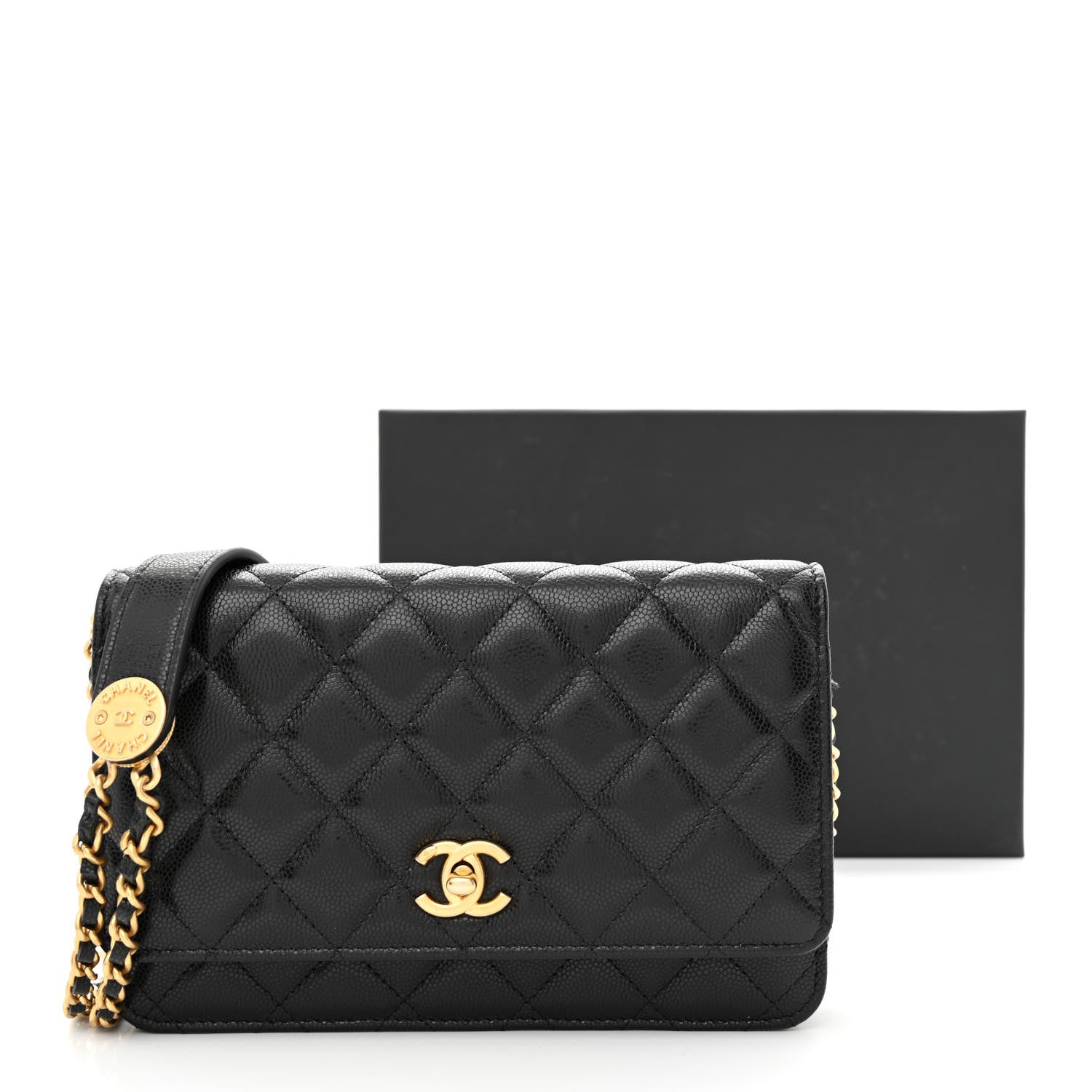Chanel Caviar Quilted Twist Your Buttons Wallet On Chain WOC Black 13 of 13
