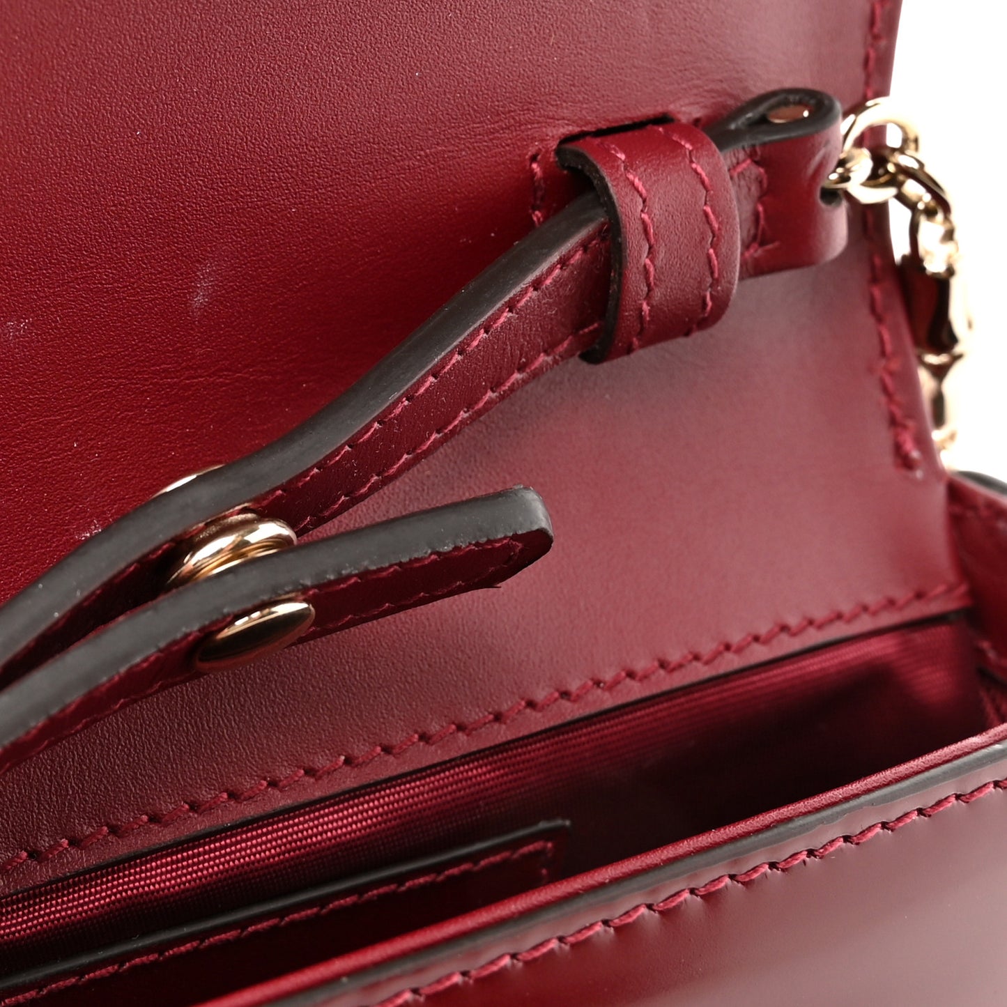 Shiny Calfskin Small Bamboo Night Bag Rosso Ancora