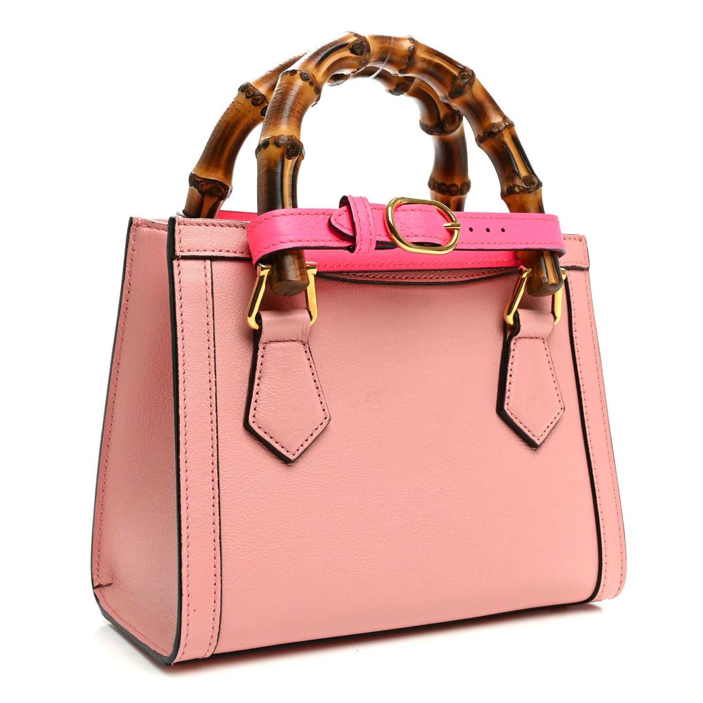 Wonka Grain Calfskin Mini Diana Tote Bag Wild Rose Fuxia Fluo