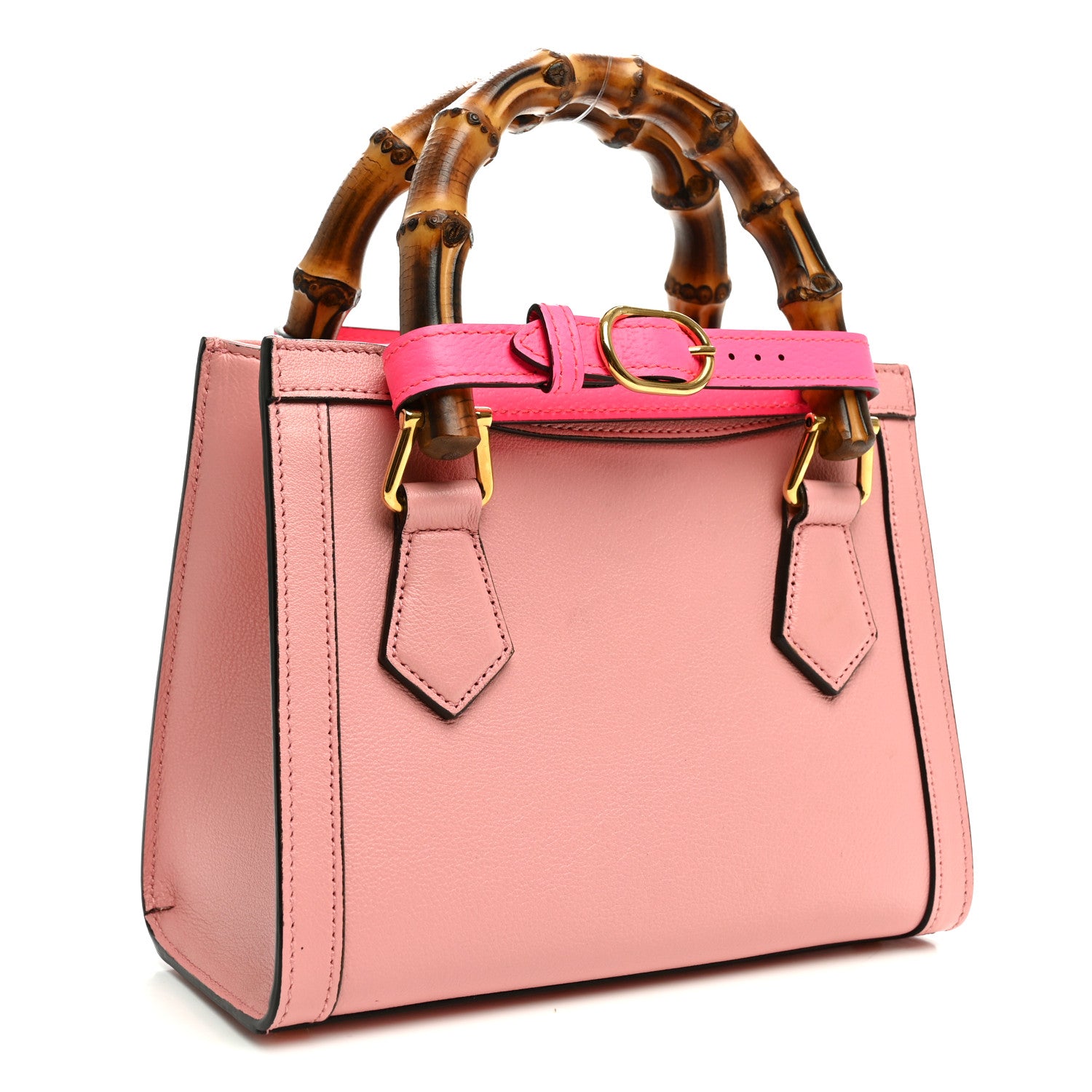 Gucci Wonka Grain Calfskin Mini Diana Tote Bag Wild Rose Fuxia Fluo 3 of 12