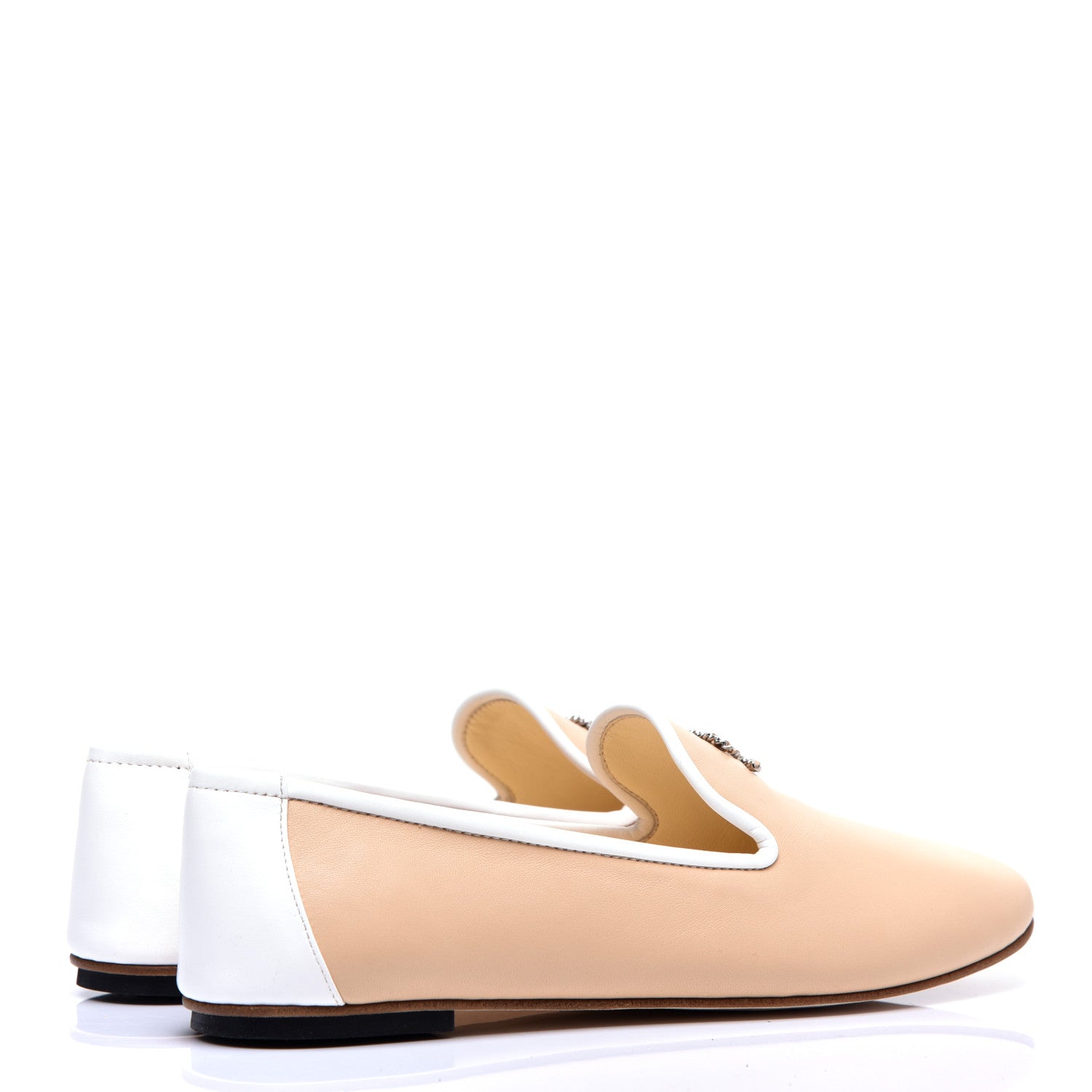 Chanel Fantasy Goatskin CC Mocassin Loafers 38 Beige White 4 of 9