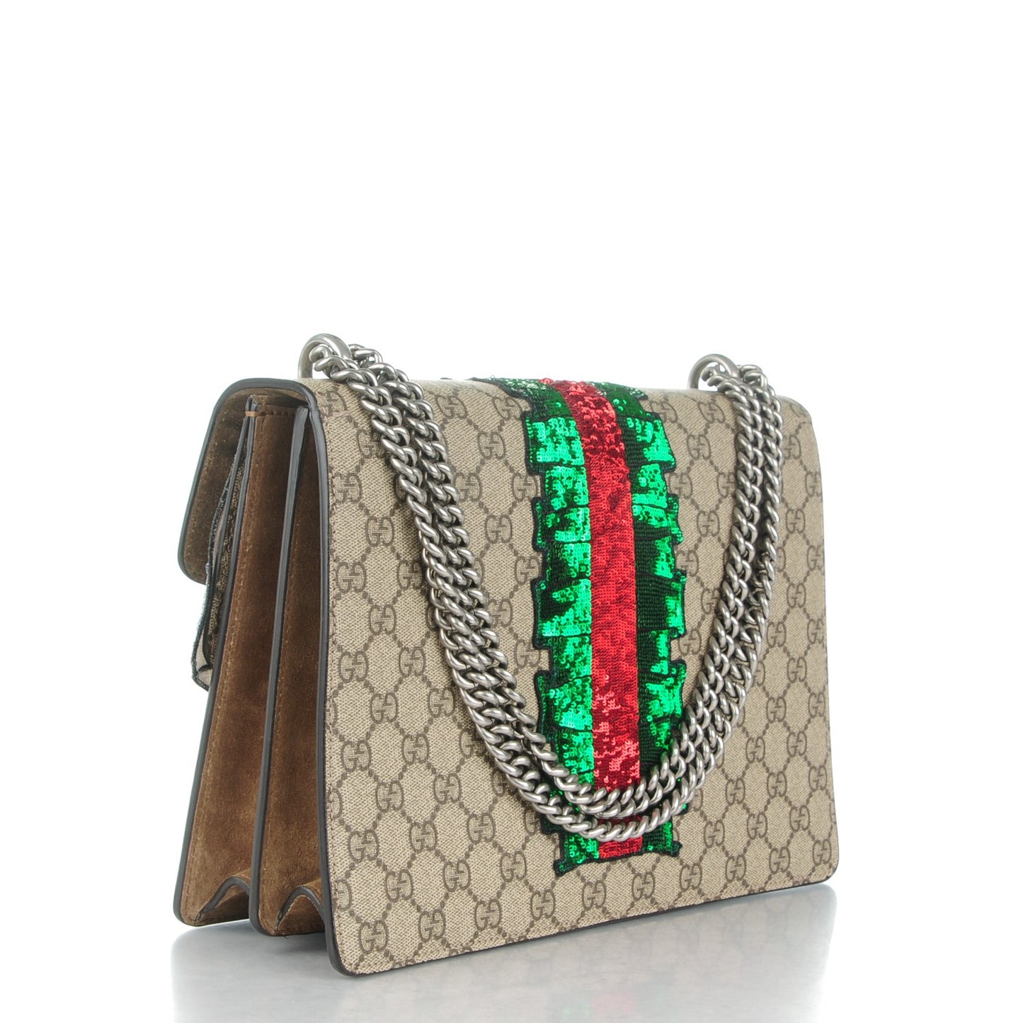 GG Supreme Monogram Lightning Embroidered Medium Dionysus Shoulder Bag Beige