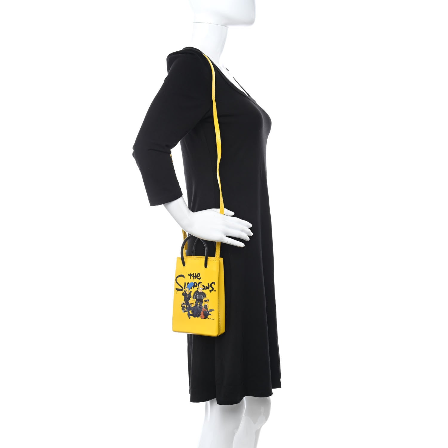 Balenciaga X THE SIMPSONS Smooth Calfskin Logo Shopping Phone Holder Bag Bumblebee Yellow 2 of 10