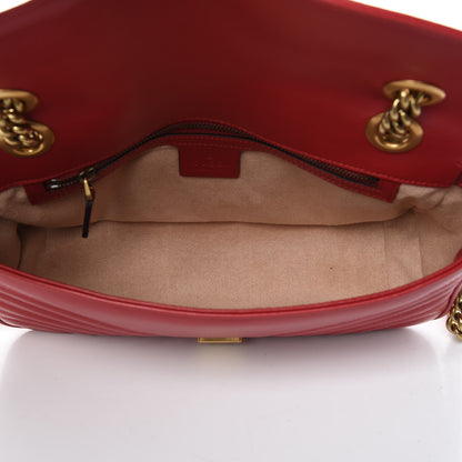 Gucci Calfskin Matelasse Small GG Marmont Shoulder Bag Hibiscus Red 9 of 9