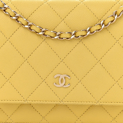 Chanel Caviar Quilted Wallet on Chain WOC Yellow 11 of 13