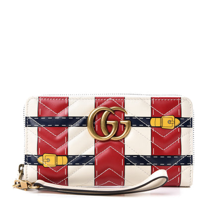 Gucci Calfskin Matelasse Trompe L'Oeil Print GG Marmont Zip Around Wallet 1 of 7