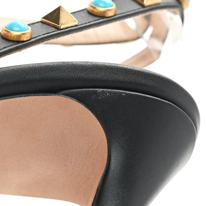 Valentino Garavani Calf Hair Leopard Print Rockstud Rolling Ankle Strap Pumps 37.5 Champagne Testa di Moro 8 of 8