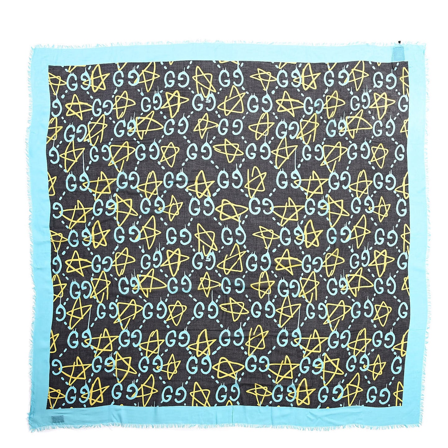Modal Silk GucciGhost Print Shawl Black Multicolor