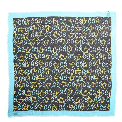 Gucci Modal Silk GucciGhost Print Shawl Black Multicolor 1 of 5