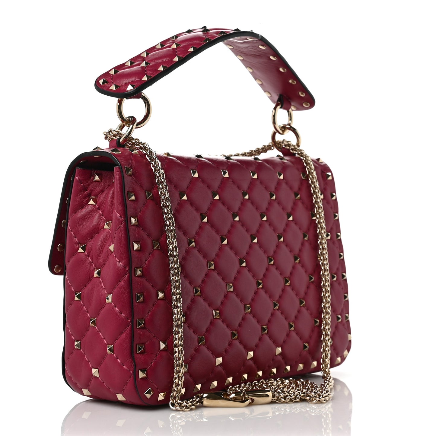 Nappa Medium Rockstud Spike Shoulder Bag Camelia