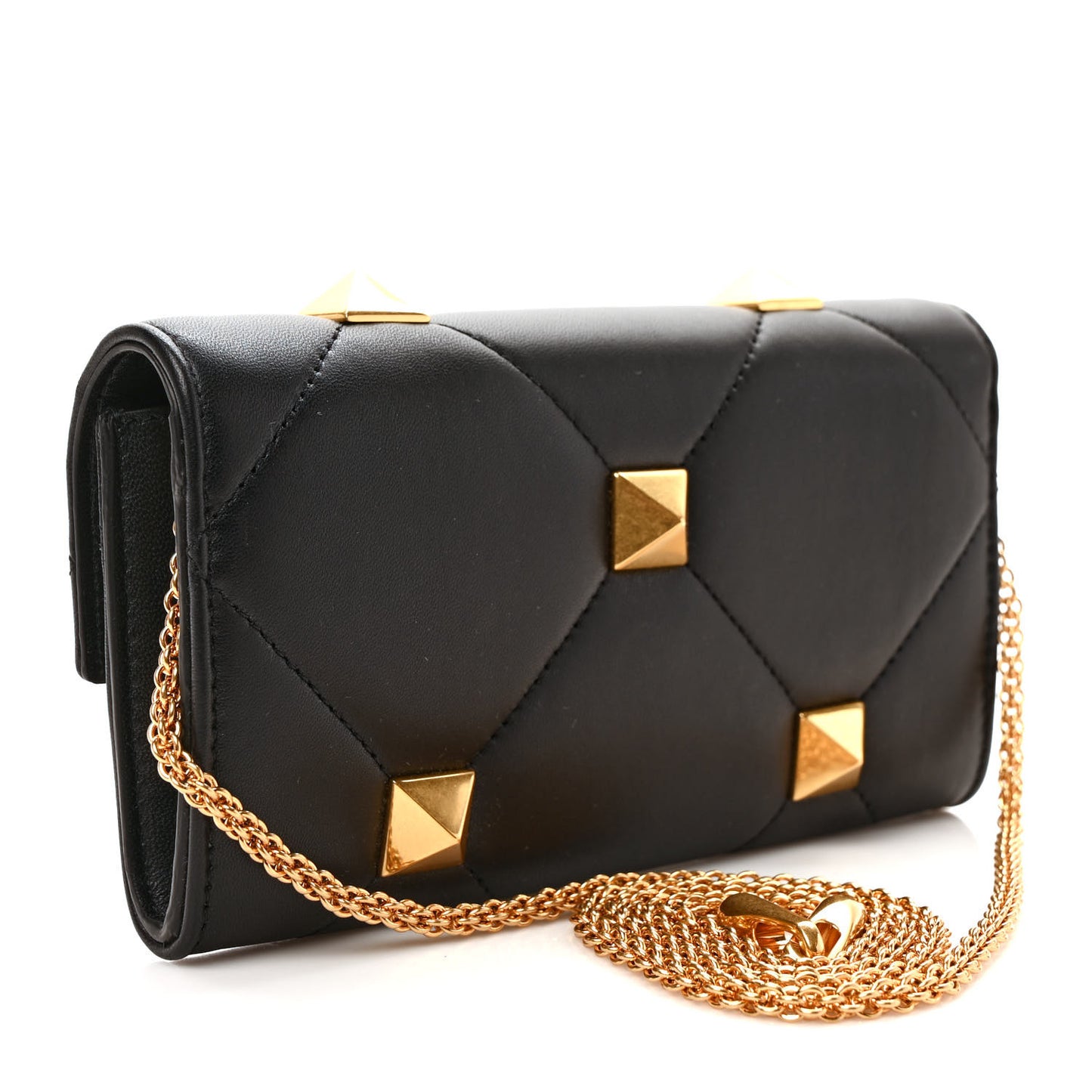 Nappa Roman Stud Wallet on Chain Black